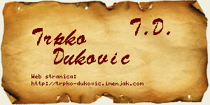 Trpko Duković vizit kartica